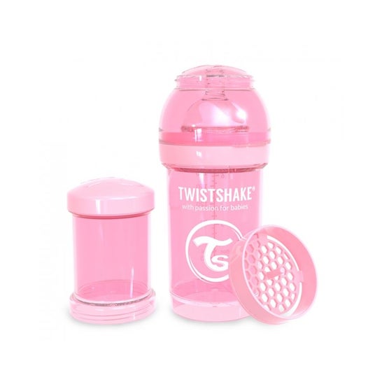 Twistshake Biberon anti-colique 260ml Rose pastel 2 mois+