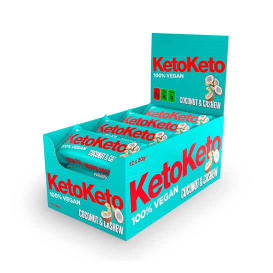 Keto Keto Pack barres végétaliennes à la noix de coco et à la noix de cajou 12x50g
