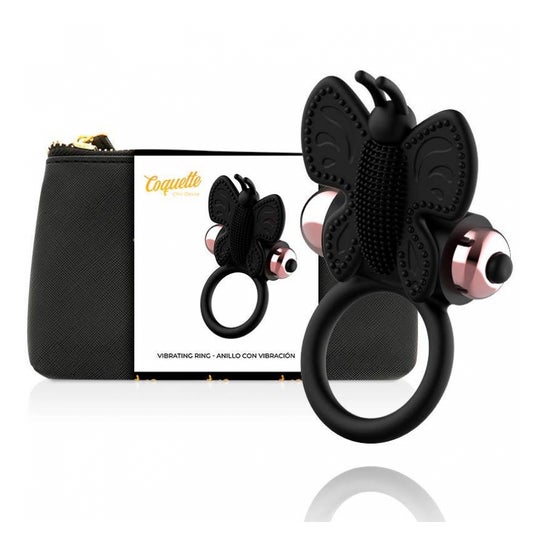 Coquette Vibrator Ring Butterfly Black Gold 1pc