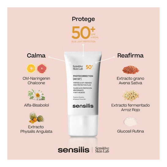 Sensilis Photocorrection [AR 50+] Fluide Raffermissant Anti-Rougeurs SPF50+ 2x40 ml
