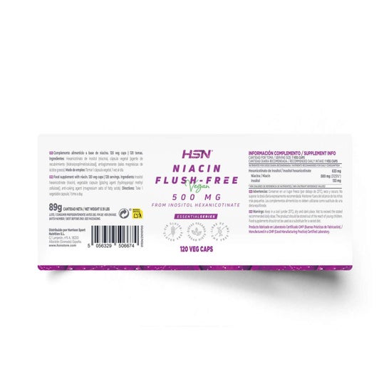 HSN Niacina Vitamina B3 Flush-Free 500mg 120vcaps