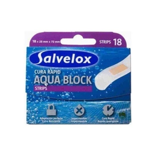Salvelox Cures Rapid Aqua Block pansement adhésif 72mmx25mm 18 Unités