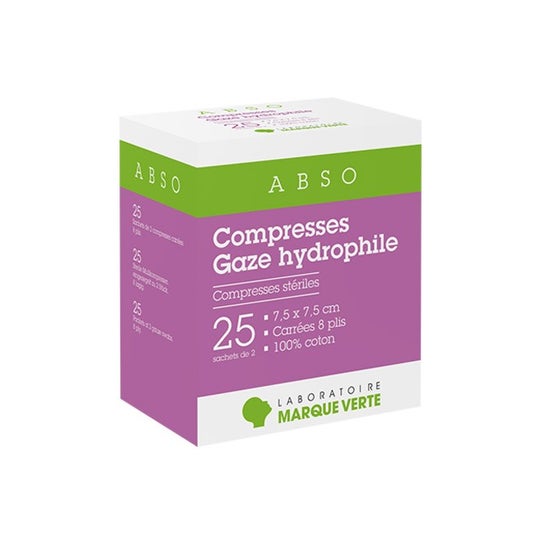 Abso Compresse Stérile Gaze Hydrophile 7,5x7,5cm 25 Sobres