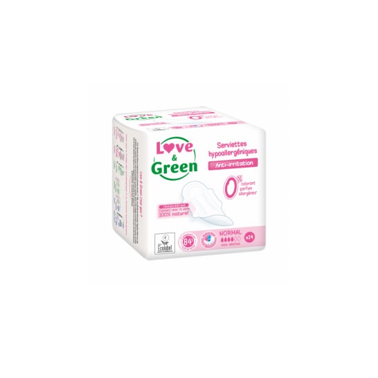 Love & Green Serviettes Normales Hypoallergéniques 0% x14
