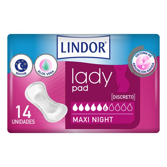 Lindor Lady Pad Maxi Night 5 Gouttes 14pcs