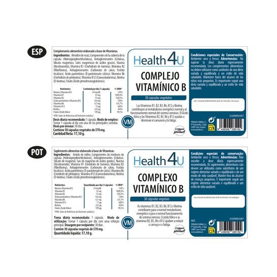 H4u Vitamine B Complexe 30 Capsules 400 mg