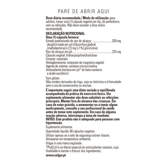 Solgar Deglycyrrhized Licorice Root Extract 60càps. Végéta