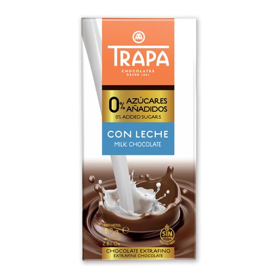 Trapa Chocolat au Lait 0% Sucre avec Stevia 80g