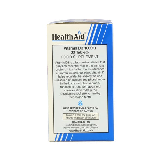HealthAid Vitamina D3 1 000 Ui 30comp