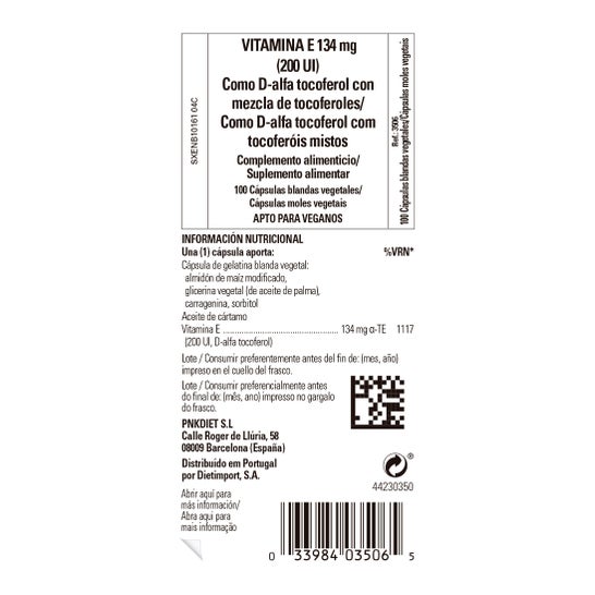 Solgar Vitamine E 200 UI 134mg 100 Gélules Végétales