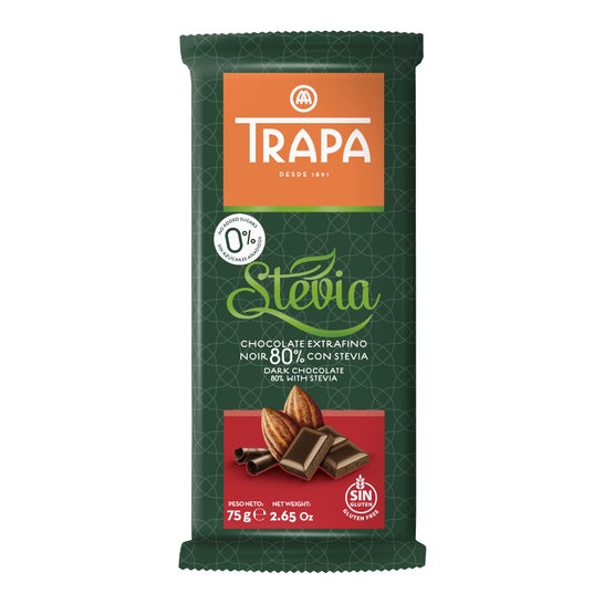 Trapa Chocolat Noir 80% Stevia 75g