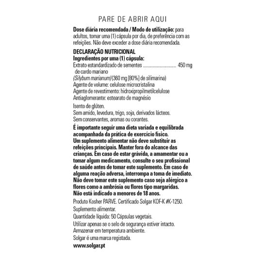 Solgar Cardo Mariano Mariano 50càps
