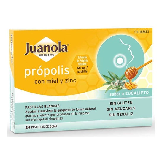 Juanola® Propolis avec Miel et Zinc Goût Eucalyptus 24 pastilles