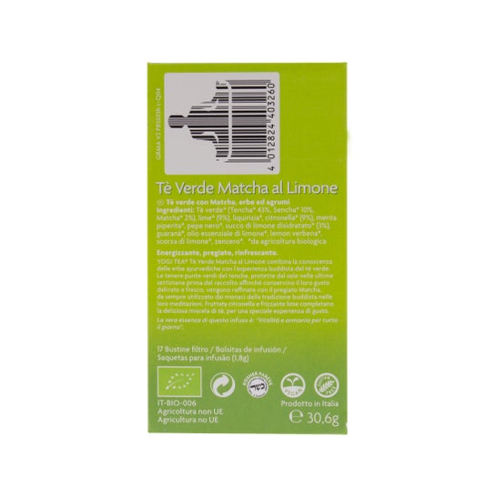 Yogi Thé Matcha Thé vert citronné 17 sachets