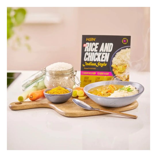 HSN Plato Preparado Estilo Fit Arroz con Pollo en Salsa Al Curry Estilo Hindú 420g
