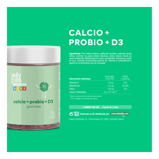 Jelly Pills® Essentials Kids Calcio + Probio + D3 70 Gummies