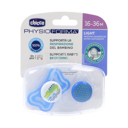 Chicco Sucette Silicone Physio Light Orthodontique Bleu 16-36M 2uts