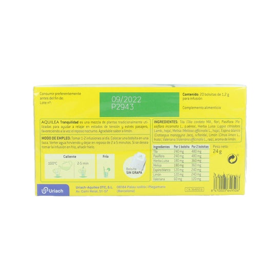 Infusions d'achillée millefeuille Tranquillité 20 sachets