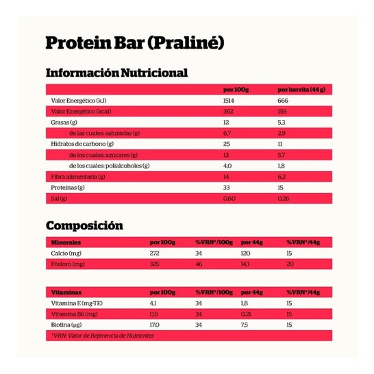Nutrisport Pack Barre Protéinée Noisette Praline 24x44g Nutrisport Pack Barre Protéinée Noisette Praline 24x44g