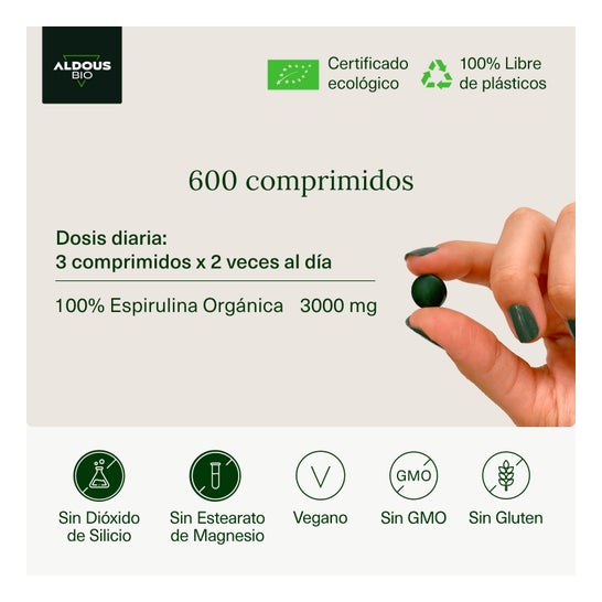 Aldous Bio Spiruline 600 Comprimés