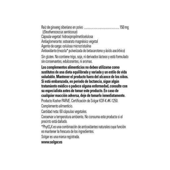 Solgar Spf Ginseng Sibérien 60Caps
