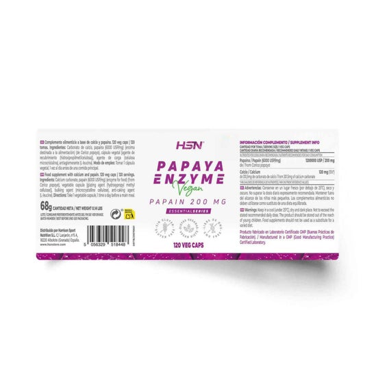 HSN Enzima de Papaya 200mg Papaína 120vcaps