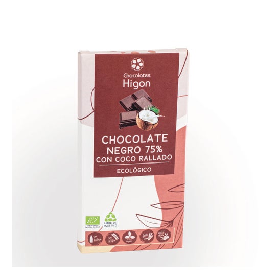 Chocolates Higón Chocolat Noir 75% Noix Coco Râpée Eco 100g
