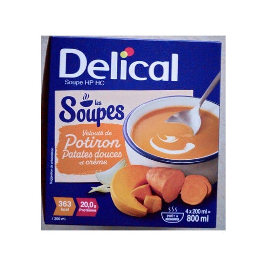 Delical Les Soupes Velouté De Potiron Patates douces Et Crème 4x200ml