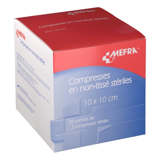 Mefraa Compresses Non-Tissé Stériles 10x10cm 2x50 Sachets