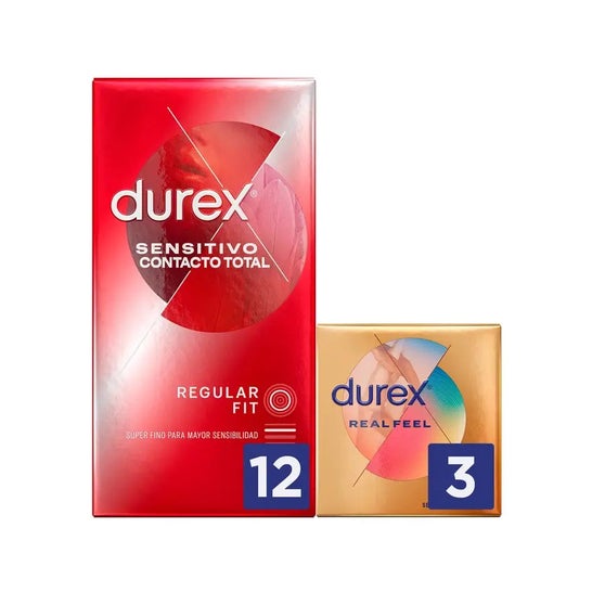 Durex™ Contact total sensible 12uds + Durex™ Real Feel 3uds Durex™ Contact total sensible 12uds + Durex™ Real Feel 3uds