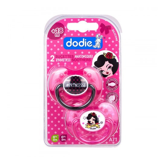 Dodie Dodie Duo Sucette Anatomique Silicone +18 mois Girly Lot de 2