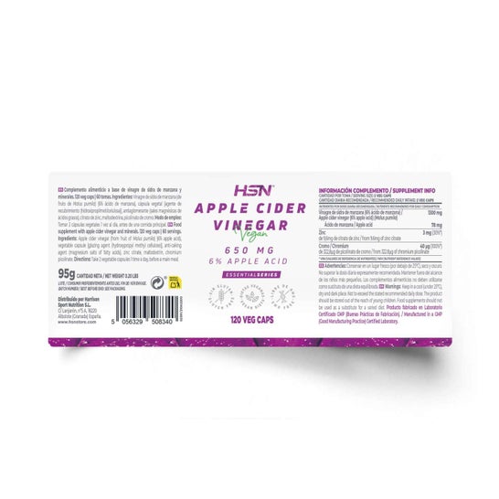 HSN Vinagre de Sidra de Manzana 650mg 120vcaps