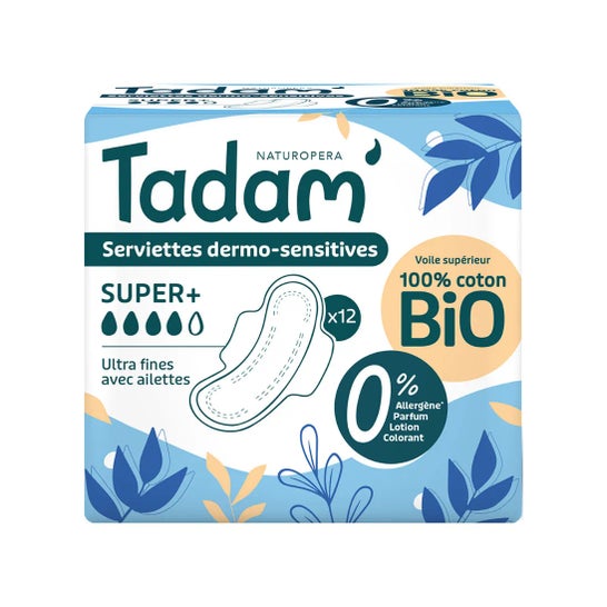 Tadam' Compresas Dermo-Sensitives Super+ Coton Bio 12 uds