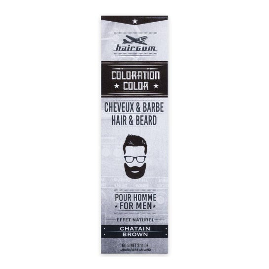 Hairgum Coloration Barbe et Cheveux 4 Châtain 60 g