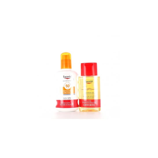 Eucerin Kit Sun Protection Sensitive Protect Spray Transparent SPF50 200ml + pH5 Huile De Douche 200ml