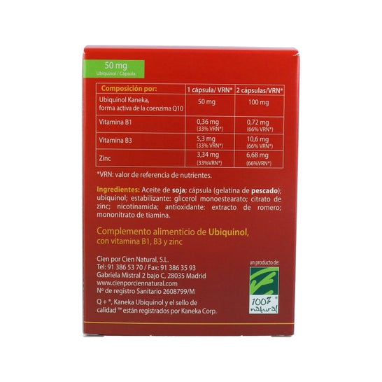 Quinol 100% naturel 10 90capsules de 50mg d'Ubiquinol