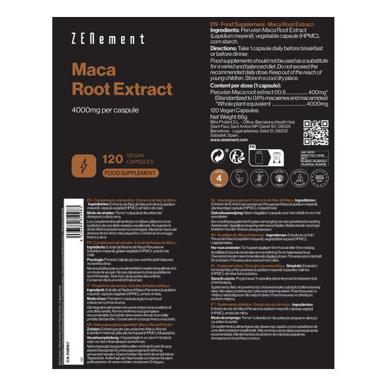 Zenement Extrait Racine Maca 4000mg 120vcaps