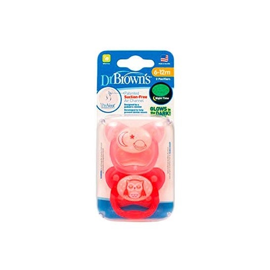Dr Brown's Silicone Night Soother Prevent 6-12M 2uts