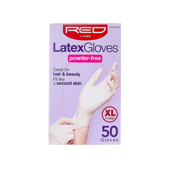 Red By Kiss Powder Free Latex Gloves XL 50uts