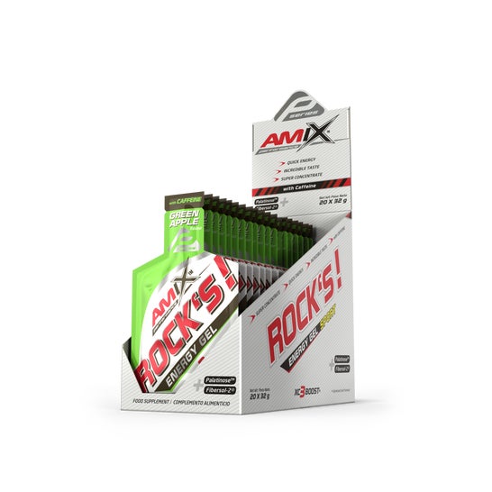 Amix Performance Rock's Gel Con Cafeína Manzana Verde 20x32g