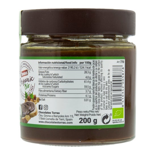 Torras Crema Cacau & Avellanes con Aceite de Oliva 200g