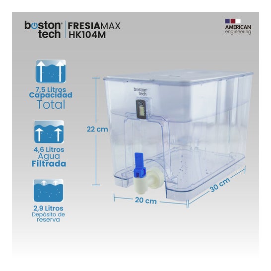 Boston Tech FresiaMax Distributeur d'Eau Filtrée 7,5 L