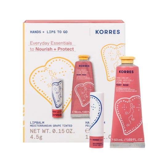 Korres Coffret Mains Peony Rose 50 ml + Baume Lèvres 4,5 g