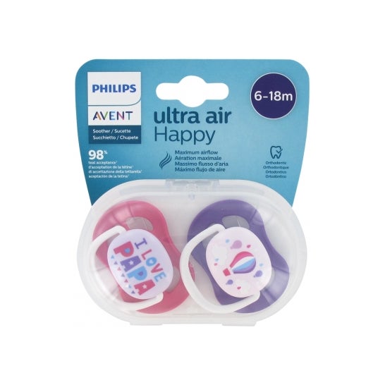 Philips Avent Sucette Ultra Air I Love Papa 6-18m 2uts