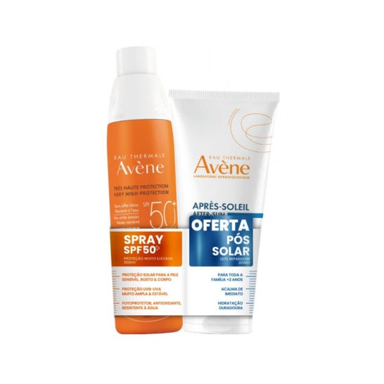 Avène Set Spray Solar Spf50+ 200ml + Aftersun Leche Reparadora 200ml