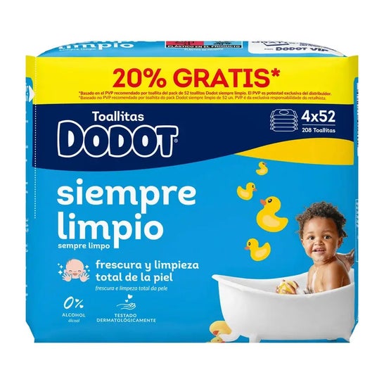 Dodot Lingettes Bleu 208 unités