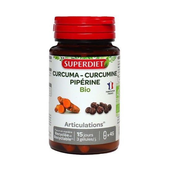 Superdiet Curcuma Curcumine Pipérine Bio 45 Gélules