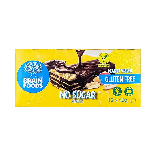 Brain Foods Wafer Cacahuète Sans Sucre Sans Gluten 40g