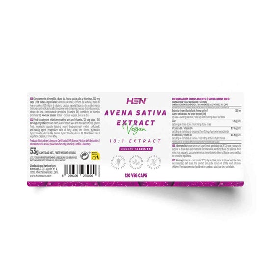 HSN Extracto de Avena Sativa 10:1 175mg 120vcaps