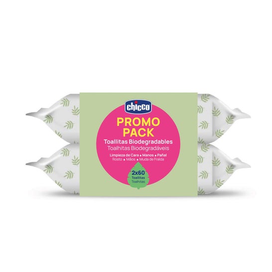 Chicco Pack Toallitas Biodegradables Bebé 2x60 uds